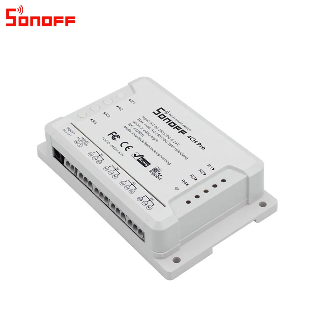 Itead Sonoff 4CH Pro R2 Wifi переключатель 4 канала инчинг самоблокирующийся замок умный WiFi RF пульт дистанционного управления работа с Alexa