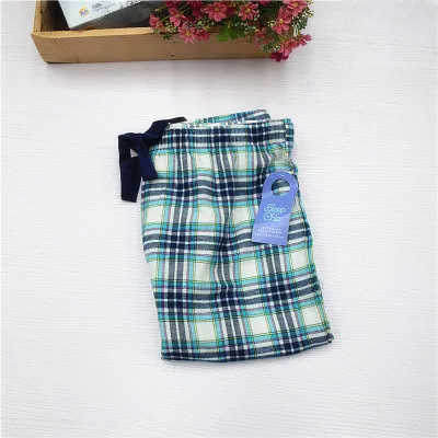 Женские штаны для сна, Осенние хлопковые тканые брюки, штаны для сна, женские штаны для сна - Цвет: Light blue grid