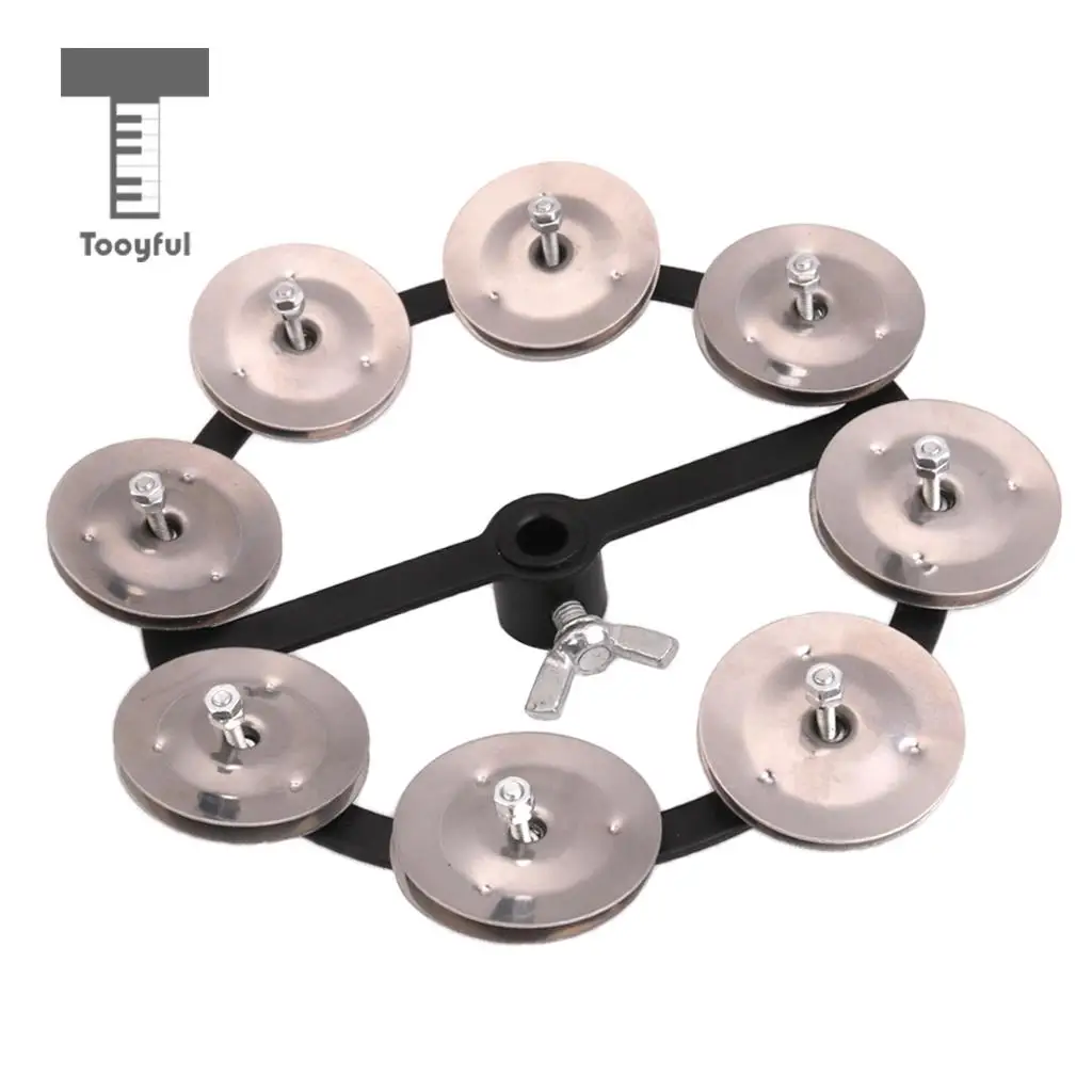 Professional Hi Hat Tambourine with Single Row Steel Jingles Percussion Instrument