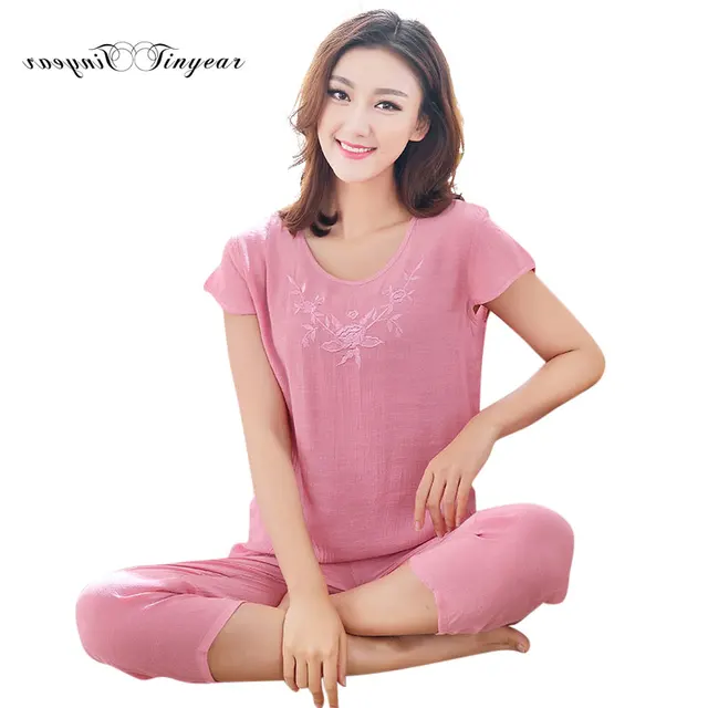 tinyear women cotton pyjamas plus size pajamas summer 2017 short women s plus size sleepwear