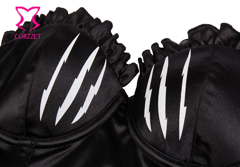 Черный/белый Сексуальная Corpetes е корсетные корсет Overbust corsetto стимпанк Корсеты и бюстье готический Костюмы бурлеск костюм