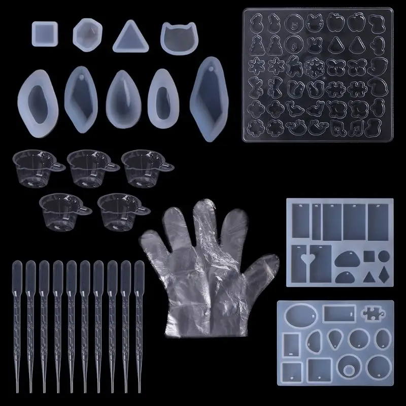 1 комплект Смола каучуковый комплект DIY ювелирных изделий инструменты, силиконовые формы одноразовые перчатки ложка уха кулон ожерелье