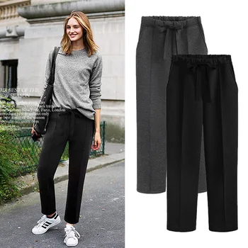 

Women High Waist Elastic Harem Pants Fashion Casual Cotton OL Lady Ankle -length Trouser Women Clothing Plus Size L-5XL Pants