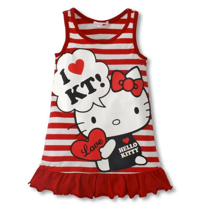 

Cartoon Baby girls Dress Summer 0-4T Baby Princess Flounced Girls Dress Cotton Clothing Sleeveless Cute Cat Dress