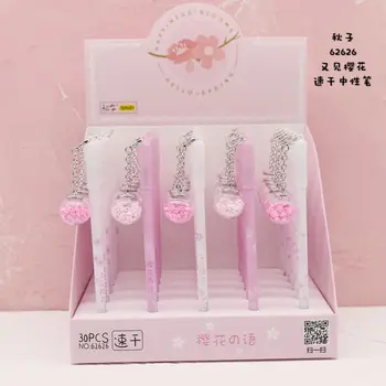 

30pcs/lot Gel Pens See Cherry Blossoms Black Gel-ink Student Pen Pen for Writing Cute Stationery Office School Supplies 0.5mm
