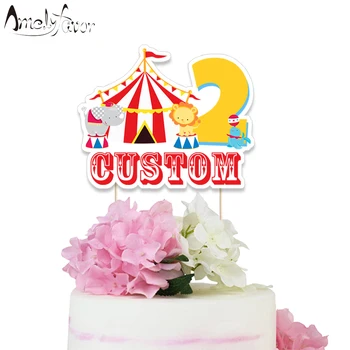 

Circus Theme Paper Cake Topper Birthday Party Decoration Supplies Circus Animal Cake Topper Event Party Custom-Made