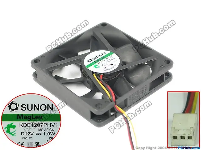 SUNON KDE1207PHV1 MS.AF.GN DC 12V 1 9 W 70x70x15 мм 3 провода Сервер вентилятор