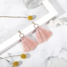 FUNIQUE ماركة 11 أنماط الفاخرة قلادة بحرف القرط مجوهرات 2018 بوهو المرأة طويلة شرابة القرط لامعة حبل فريج انخفاض القرط(China)