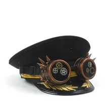 Модные Для мужчин стимпанк военные Шапки Германии Офицер козырек Кепки армии Hat корковых полиции Кепки Косплэй шляпа Размеры размеры s m l xl