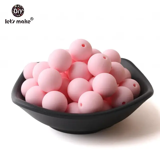 Let's make 50pcs Silicone Beads 12mm Eco-friendly Sensory Teething Necklace Food Grade Mom Nursing DIY Jewelry Baby Teethers candy pink