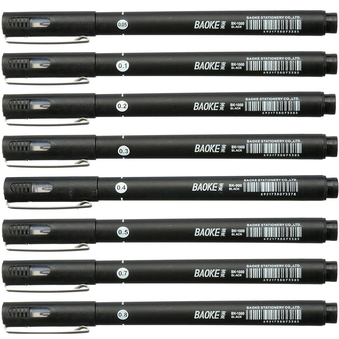 

Baoke Black Ink WaterProof Drawing Pens Technical Uni Pin FineLine No Fade Width:Set Of 8 (0.05-0.8Mm)