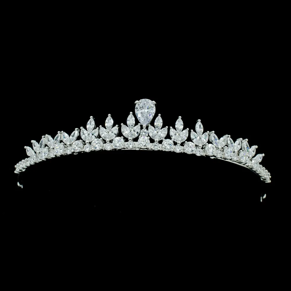 

2017 New Full CZ Cubic Zirconia Drop Women Tiaras and Crowns Bridal Wedding Hair Accessories Head Jewelry HG1049