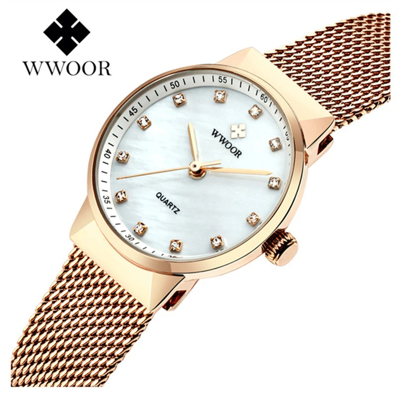 WWOOR Women Watches 2018 Steel Bracelet Quartz Ladies Watches Woman