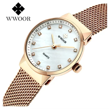 

WWOOR Women Watches 2018 Steel Bracelet Quartz Ladies Watches Woman Clock Waterproof Female Wristwatches With Box Montre Femme