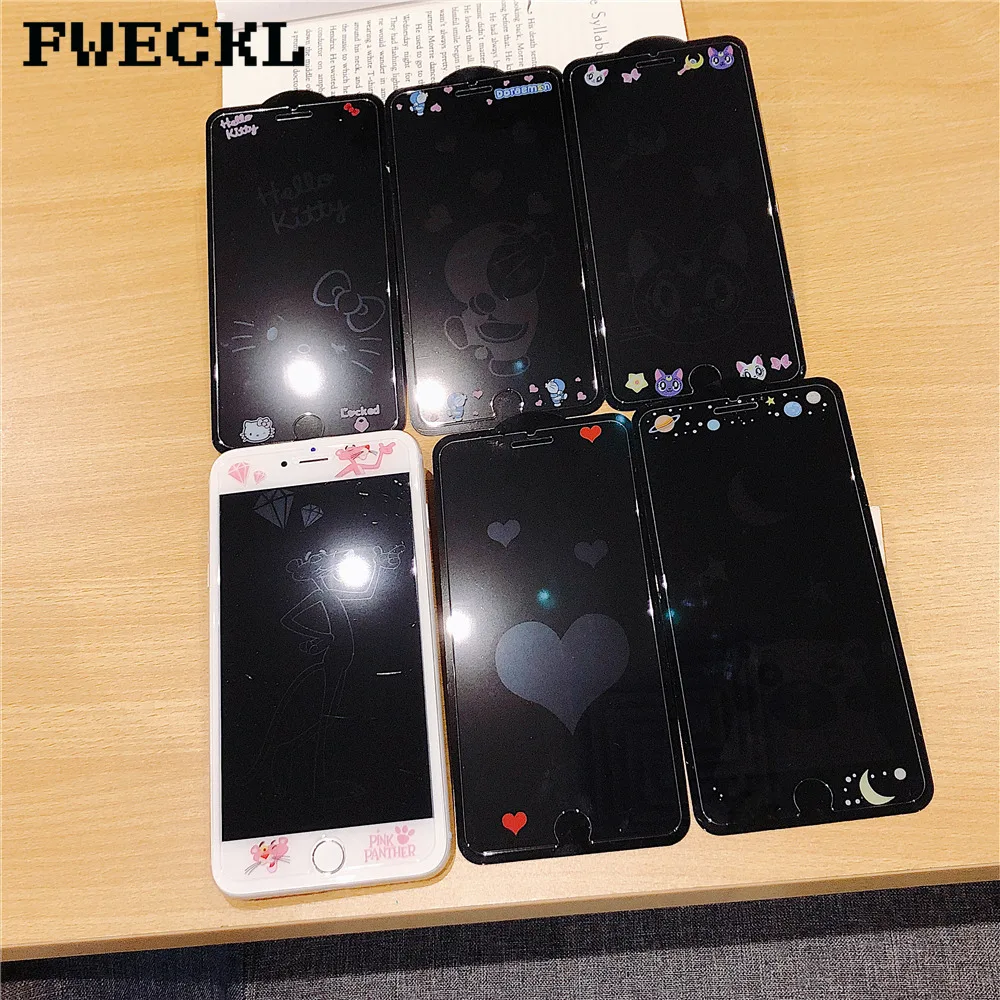 Lovely Cartoon 3D Pattern Tempered Glass for iPhone 6 6S Screen Protector 8 7 Plus X XS Tough Protection Cover |
