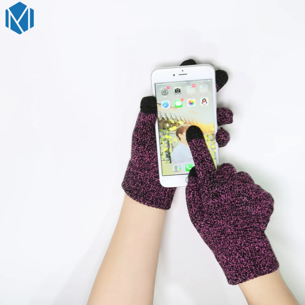 Женские Эластичные митенки MISM однотонные вязаные перчатки на полный палец