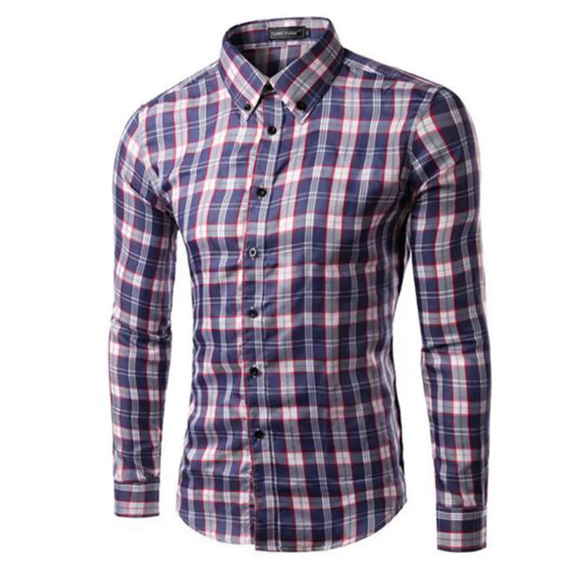 2017 Winter New Arrival Fashion Men Casual Plaid Printed Shirts,Long Sleeve Pure Cotton Comfortable Outdoors Shirts Size S-2XL
