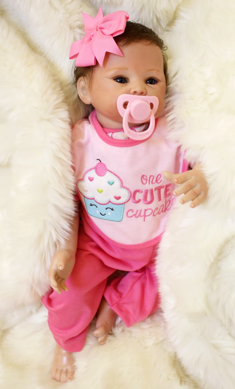 Reborn Baby Doll 20 Inches Lifelike Newborn Baby Girl Vinyl silicone bebe reborn dolls gift for child toys npk reborn babies silicone dolls 22 girl body newborn baby size similar real human hair rooted child bebe gift reborn