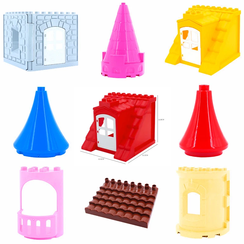 

DIY Large Particle Building Blocks Accessories Parts Compatible Legoingly Duploed Castle House Roof Princess Toys For Children