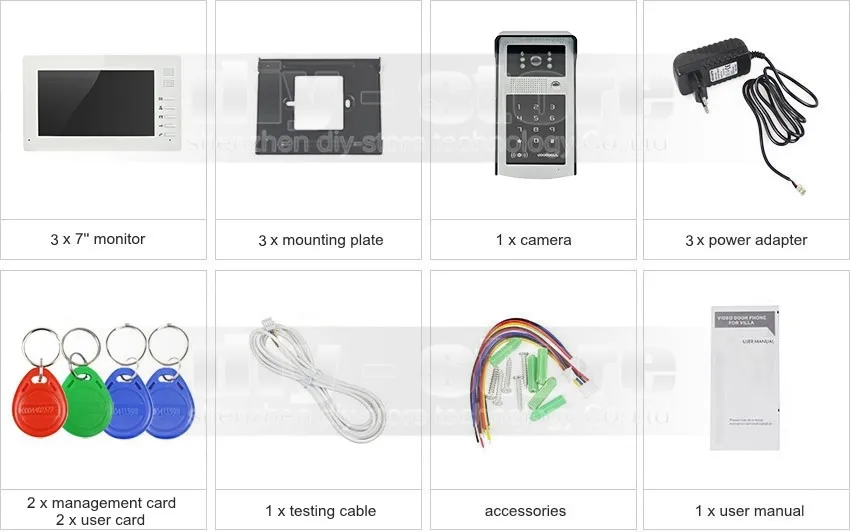 Diysecur 1024x600 7 дюймов tft ЖК-дисплей Мониторы видео-телефон двери Видеодомофоны Дверные звонки 300000 Пиксели Камера RFID считыватель + пароль