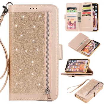 

Haissky Luxury Bling PU Leather Wallet Case For iPhone Xs Max XR X 8 7 6 6S Plus Magnetic Cards Holder Coque Flip Phone Cover