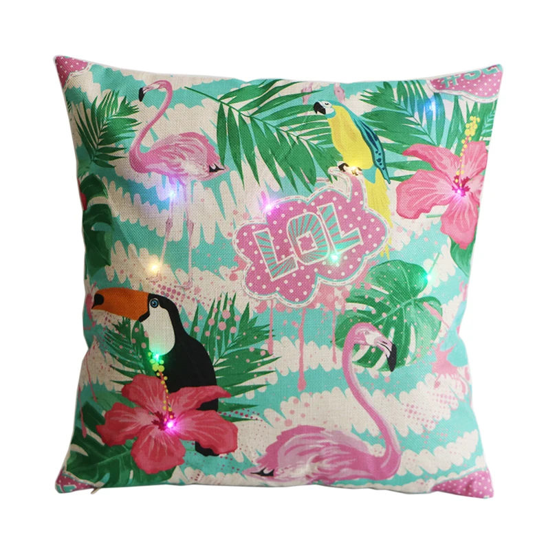 Hot Discount 8e98 Flamingo Cotton Linen Throw Pillow Led