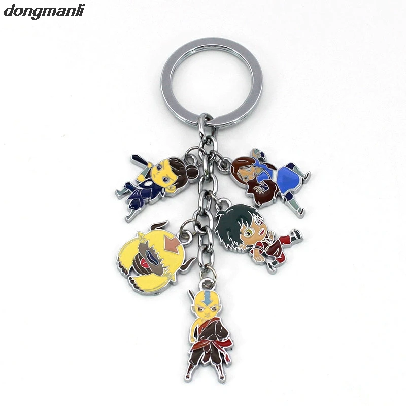

P134 Avatar: The Last Airbender Key Chains American Anime Cartoon Animation Aang Katara Trinkets Ring Round Metal Keychain