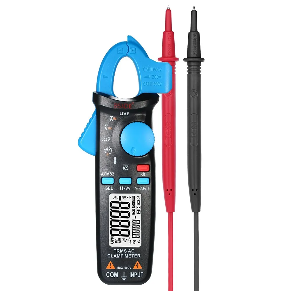 

Digital Clamp Meter 6000 Counts Auto Range True RMS Multimeter Measuring AC DC Voltage Tester Fire Wire Identification LCD