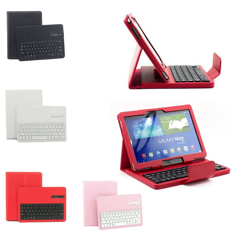 

New Portfolio PU Leather Stand Case + Detachable Wireless Bluetooth Keyboard For Samsung Galaxy Tab 10.1 Inch T520/ P600 EM88