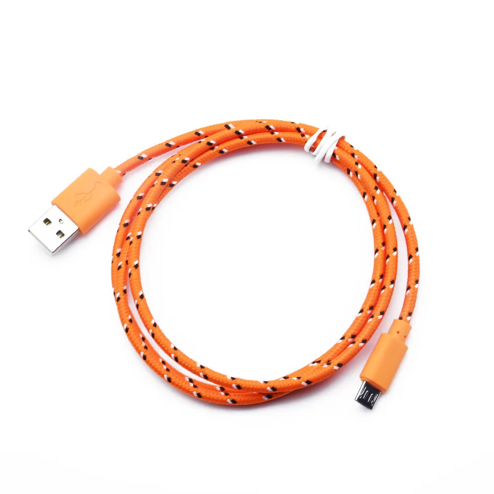 orange Нейлоновый Кабель Micro-USB в оплетке 1 м 2 м Синхронизация данных USB кабель зарядного устройства для samsung htc huawei Xiaomi Tablet Android USB кабели для телефонов - Цвет: orange