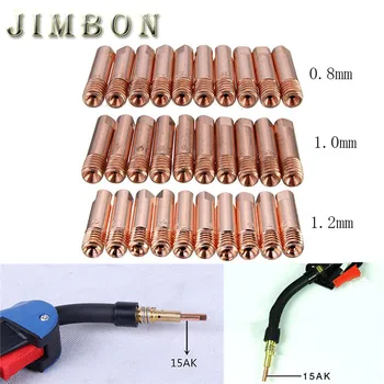 

10pcs/set MB 15AK Mig Mag Welding Weld Torch Contact Tips Holder Gas Nozzle Gold 0.8*25mm/1.0*25/1.2*25mm