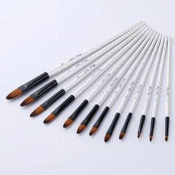 Premium Nylon Hair Paint Brush Set with Wooden Handles - 12 Pieces for Watercolor, Oil, and Acrylic Painting (Tongue)