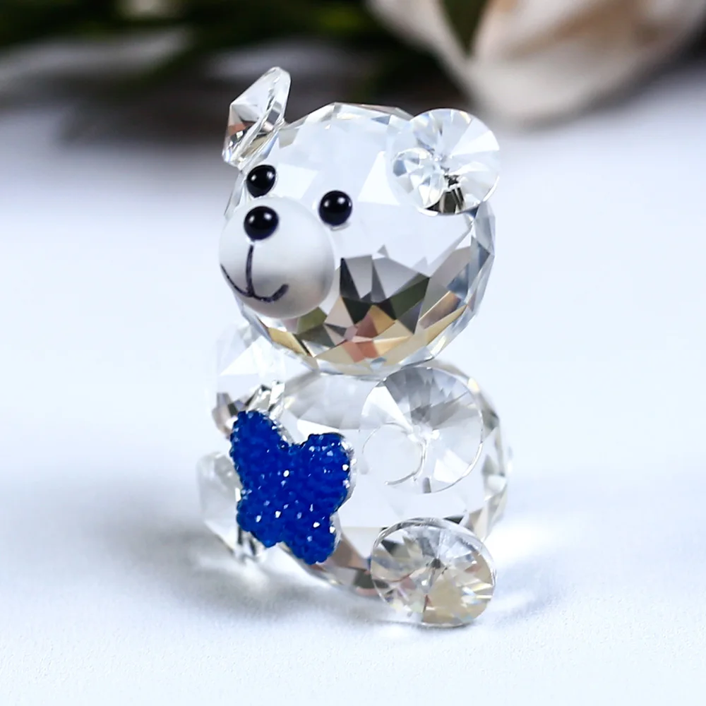 1 шт., милый Кристальный медвежонок, фигурка с орнаментом в форме сердца, стеклянные миниатюрные животные, любовь, романтические подарки, украшение для дома