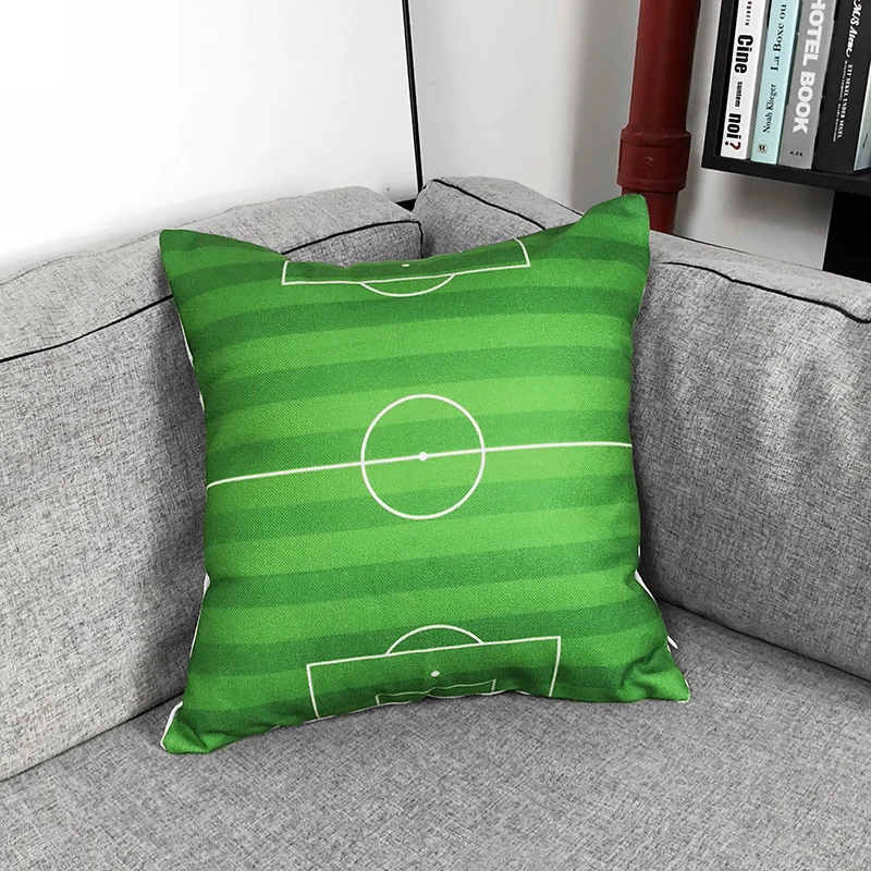 45*45cm Green football field cotton linen cushion cover football style