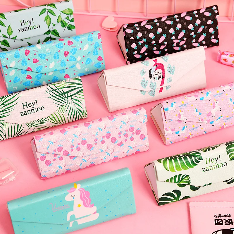 

Fashion Fold Up Sunglasses Case Women Men Animal Print Korean Glasses Box Cartoon Design Eyeglasses Cases Eyewear Accessories