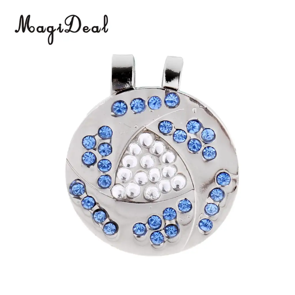 MagiDeal Zinc Alloy Bling Rhinestone Golf Hat/Cap/Visor Clip and Magnetic Ball Marker
