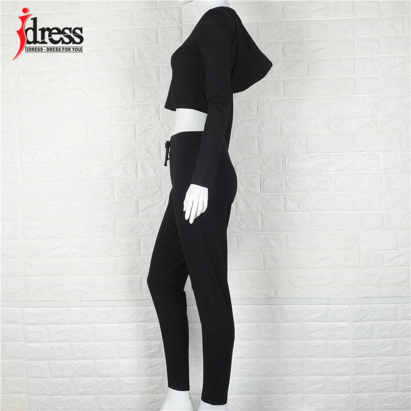 IDress Women Suit Outfit Two Piece Set Crop Top Legging Sweatpants Set Crop Hoodie Set Female Sweatshirt Pants Tracksuit Set (16)
