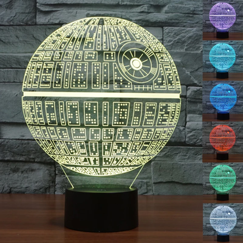 Красочные USB Star Wars Death Star 3D настольная лампа Luminaria свет в ночь удаленного коммутатора декоративного освещения праздничные подарки