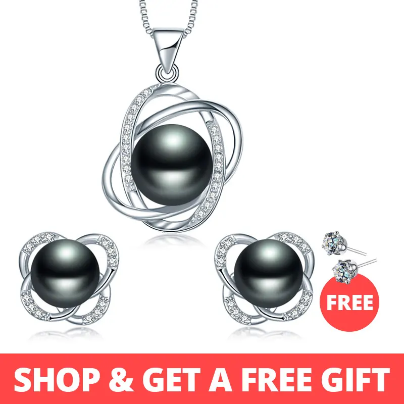 

Dainashi 2017 Top Quality Trendy Cross 925 Sterling Silver Jewelry Sets Pendant Necklace & Earring Pearl Pendant Earrings