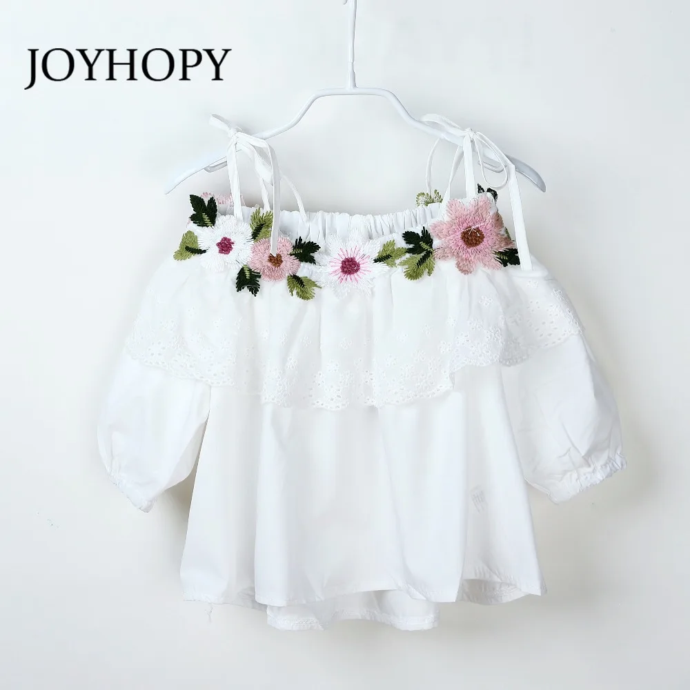 JOYHOPY/детская блузка для девочек; рубашки с цветочным принтом; детская одежда для девочек; Верхняя одежда; Весна-лето г