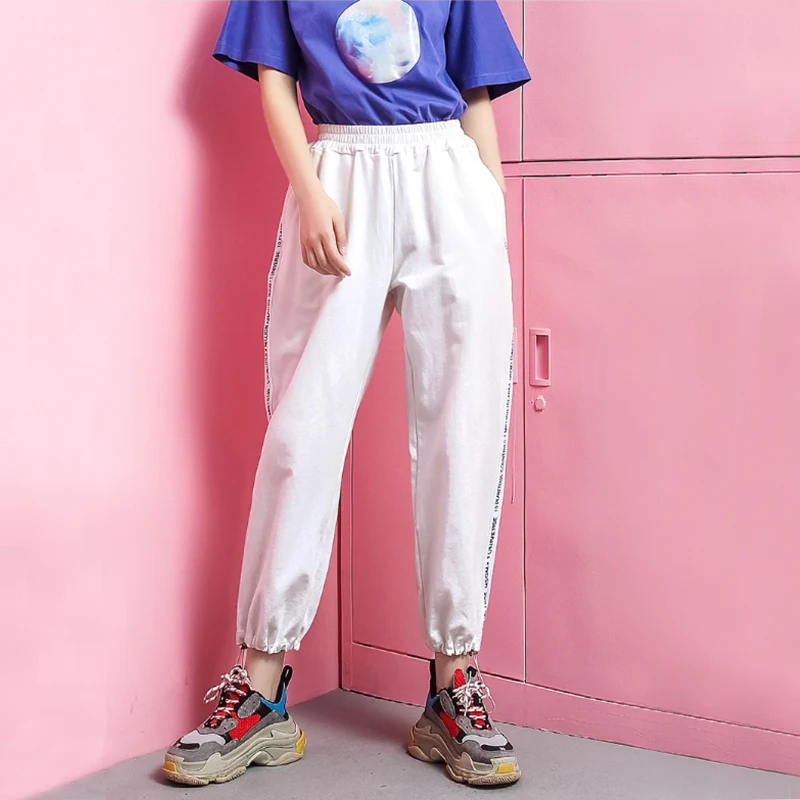 

Cargo Pants Ulzzang new fashion women's large size trousers beam legs hip hop Harajuku loose Casual letter new pants