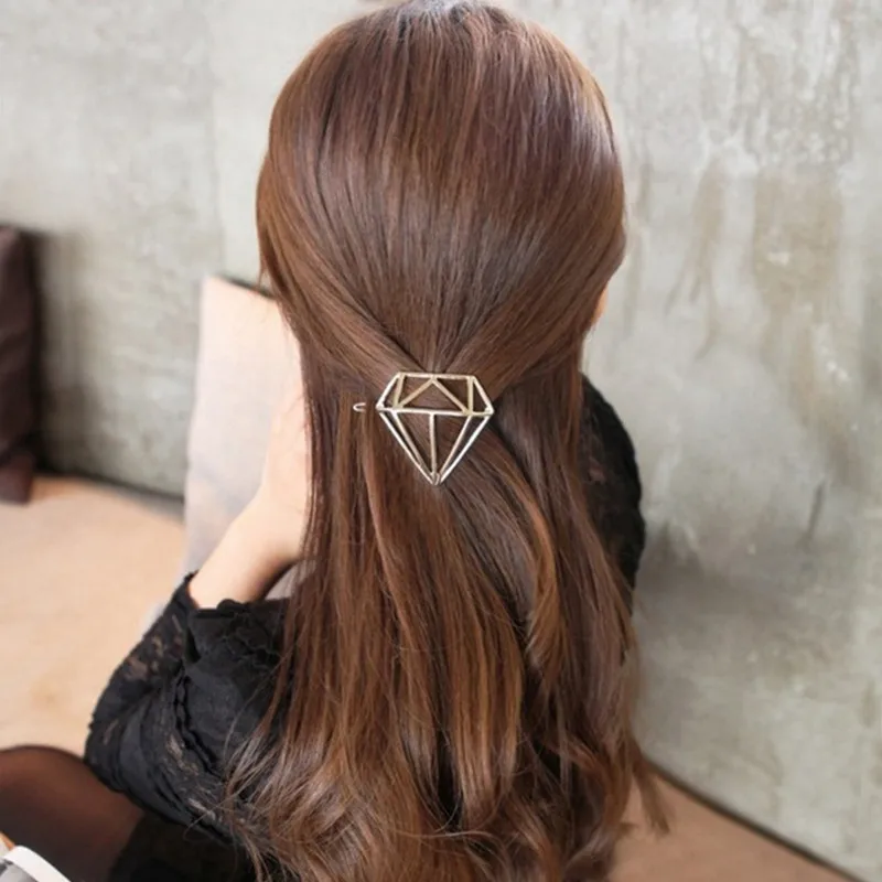 1 Pc Women Girl New Hair Buckle Hollow Alloy Diamond Barrettes Hair