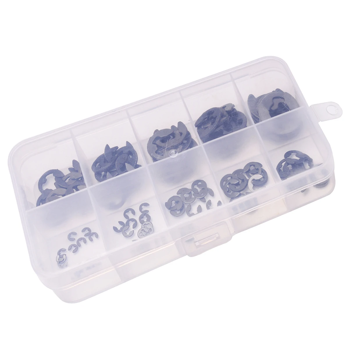 120pcs Black 1.5mm to 10mm Circlip Stainless Steel E-Clip & Retaining Ring Assortment Kit