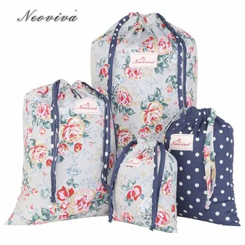 

Neoviva Lightweight Cotton Drawstring Storage Bags for Clothing Set of 4 in Different Sizes and Patterns Floral Quarry Bloom Bag