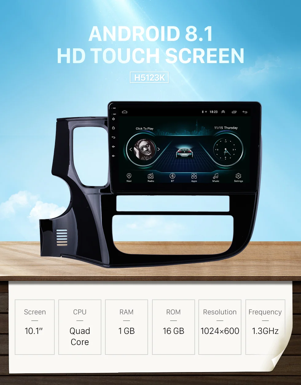 Flash Deal Harfey GPS Navi 10.1" HD Android 8.1 Bluetooth Auto Stereo for Mitsubishi OUTLANDER 2014-2017 support 3G WIFI OBD DVR USB SWC 0