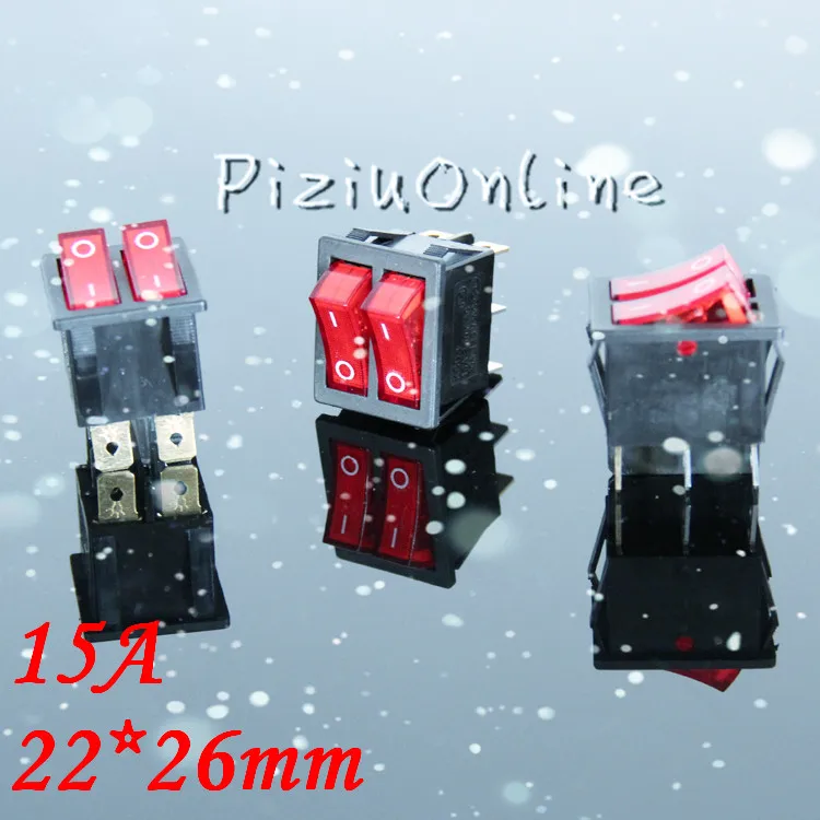 

1pcs/lot YT159 Rocker Switch Six foot double ship type switch switch with red indicator light Free Shipping