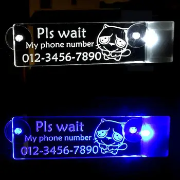 

LED Temporary for Car Parking Card Telephone Number Card Notification Night Light Sucker Plate Car Styling Phone Number Card