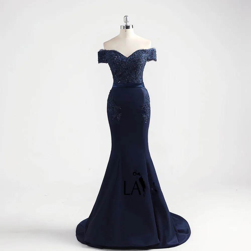New Arrival Sexy Mermaid Prom Dress Appliques Lace Sequins Strapless Cap Sleeves Bridesmaid Dress for Wedding Party Gown