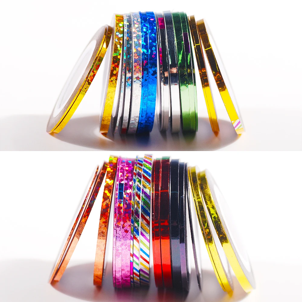 3 Rolls/bag 1MM 2MM 3MM Mixed size Glitter Rolls Striping Tape Line Nail Art Tips Decoration Sticker Decals Tools nail stickers nail art tools nail art decoration nail decals