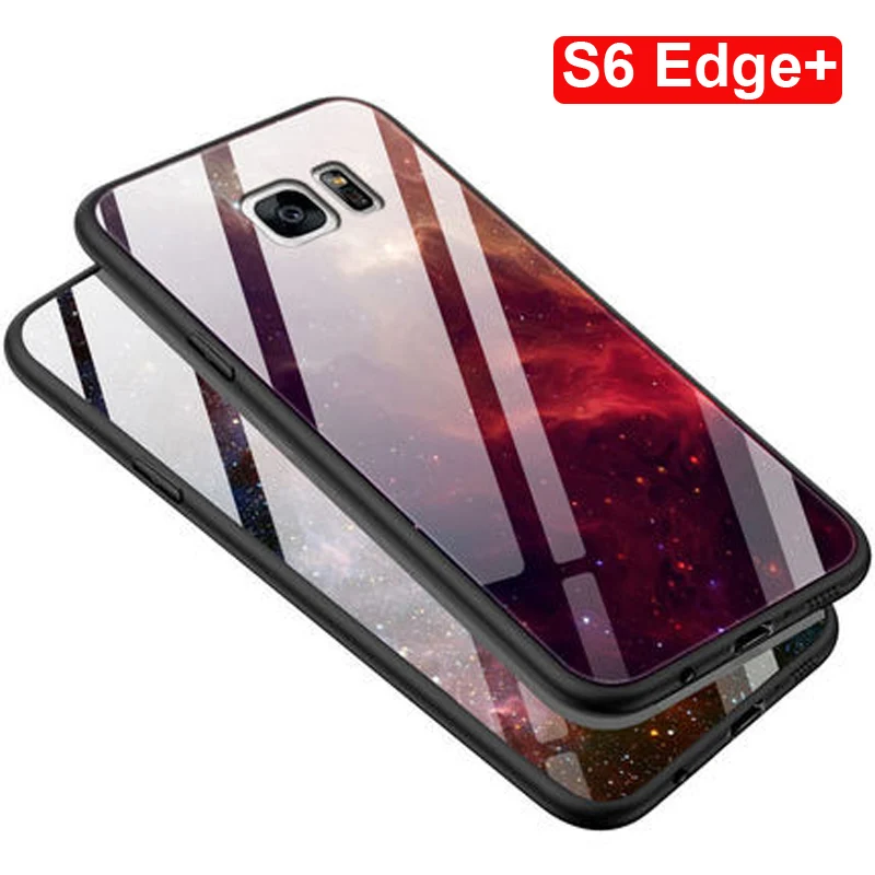 Tempered Glass Case For Samsung Galaxy S6 Edge+ Soft Silicone Frame Hard Back Cover G9280 Cases shell | Мобильные телефоны и